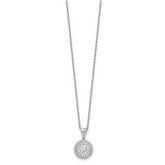 Sterling Silver CZ Pendant Necklace with Rhodium Polish Unisex 18 Inch
